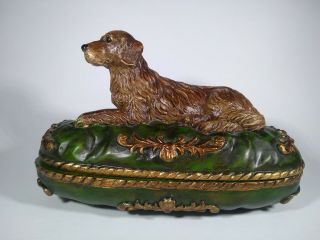 Vintage Style Irish Setter Dog Figurine Trinket Box