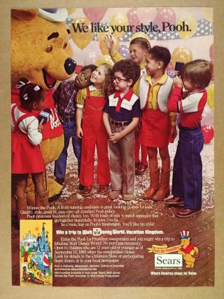 1980 Sears Winnie - The - Pooh For President Sweepstakes Vintage Print Ad