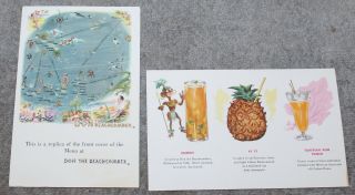 Vintage 2 Don The Beachcomber Postcards Circa 1950 