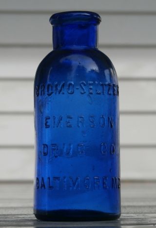 Antique Early Blown Embossed Cobalt Blue Medicine Remedy Bottle,  1800 