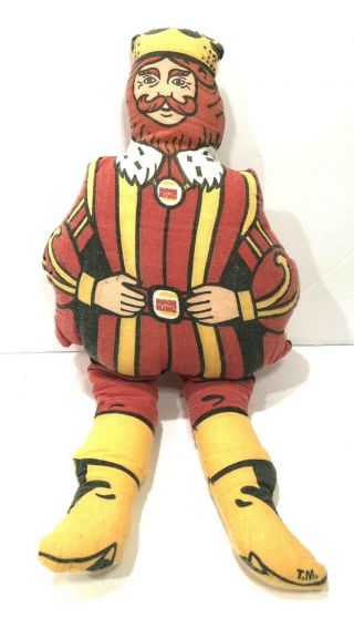 Vtg 70s Burger King Mascot Promotional Advertising Plush Toy Doll Pillow 13 "