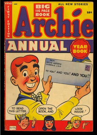 Archie Annual 1 Scarce First Issue Golden Age Giant Comic 1950 Fn -