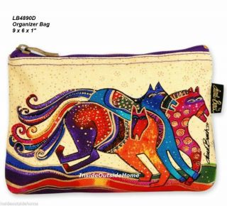 Laurel Burch " Dancing Horses " Zip Cosmetic Personal Overnight Bag Nwt 9x6x1