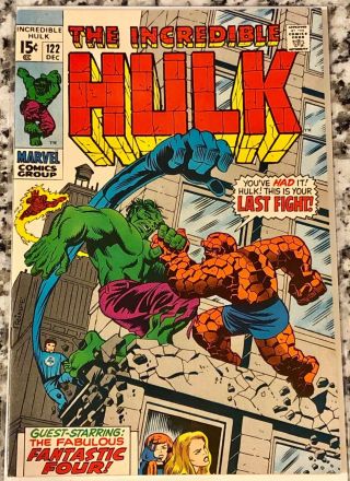 The Incredible Hulk 122 Very Fine 8.  0 Vs Thing Fantastic Four Dec 1969 Cgc It