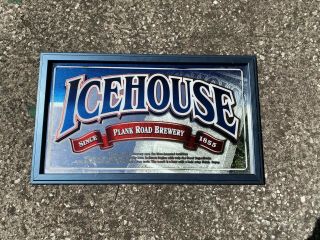 27 " X 16 " Heavy Duty Framed Mirror Icehouse Beer Bar Sign Perfect For Man Cave