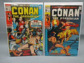 2 Marvel Comics Conan The Barbarian 2 & 5 Fine 1970 Sword & Scorcery