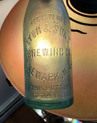 Antique Newark Nj Beer Bottle Lyon & Sons Brewing Early 1900s Era Advertising