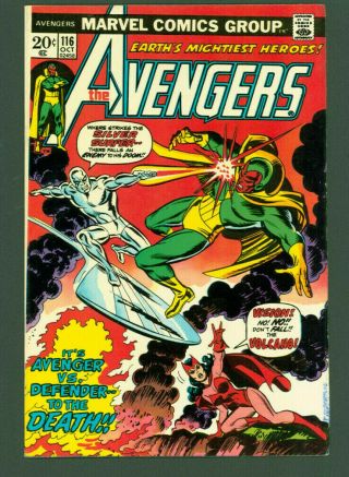 The Avengers 116 Vf Avengers Defenders War Silver Surfer Marvel Comics 1973