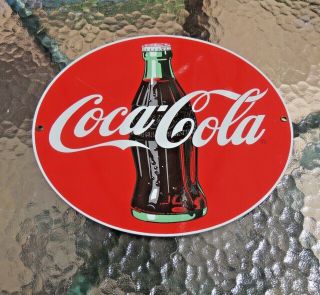 Vtg Coca - Cola Porcelain Enameled Heavy Metal Advertising Sign Ande Rooney Coke