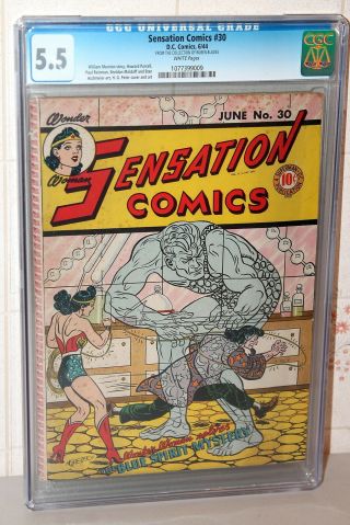 Sensation Comics 30 Early Wonder Woman Golden Age Dc 1944 Cgc 5.  5