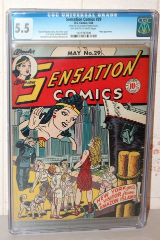 Sensation Comics 29 Early Wonder Woman Golden Age Dc 1944 Cgc 5.  5