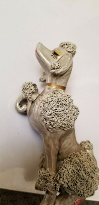 Vintage Spaghetti Gray Poodle Figurine Made In Japan 5 1/2 "