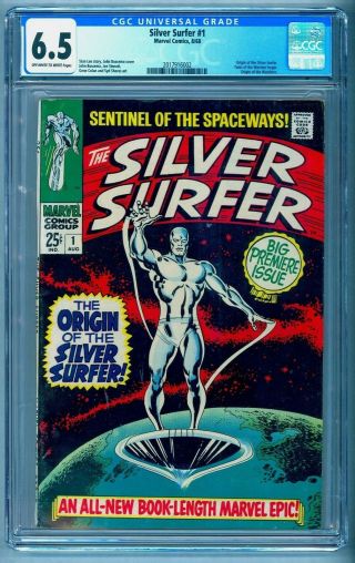 SILVER SURFER 1 CGC 6.  5 OWW BRIGHT COLORS NO MARKS OR STAMPS UN - PRESSED 2
