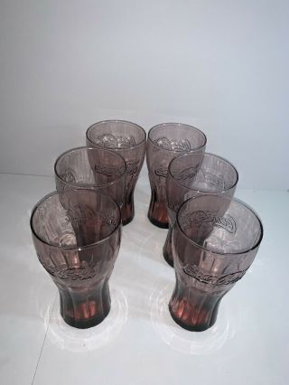 Set Of 6 Vintage Classic Coca - Cola Clear Red Tint Glass Set Rare Collectibles