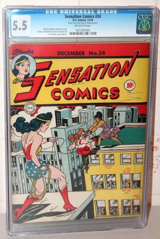 Sensation Comics 24 Early Wonder Woman Golden Age Dc 1943 Cgc 5.  5