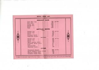 T F Adams & Sons Halstead Brewery 1940s Retail Price List 2