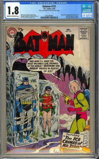 Batman 121 Origin & 1st App.  Mr.  Freeze Silver Age Dc Key Comic 1959 Cgc 1.  8