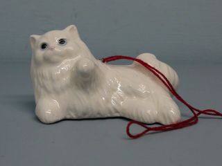 Vintage Loza Electrica Lying White Persian Cat Ornament