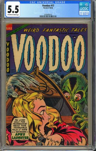 Voodoo 17 Good Girl Cover Pre - Code Horror Farrell Comic 1954 Cgc 5.  5