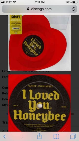 Father John Misty I Loved You,  Honeybee Vinyl 7” Record Store Day Single Rare 5