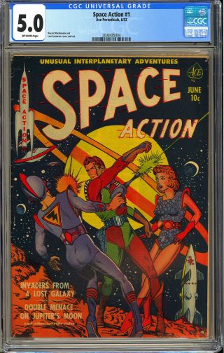 Space Action 1 First Issue Pre - Code Sci - Fi Ace Periodicals 1952 Cgc 5.  0