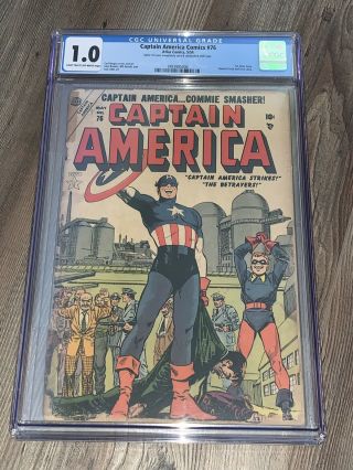 Captain America Comics 76 Cgc 1.  0 Atlas 1954 1st Atlas Issue John Romita Rare