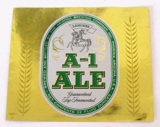 Arizona Brewing Co Lancers A - 1 Ale Foil Beer Label Az 32oz