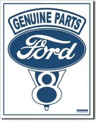 Ford Sign Parts V8 Logo Vintage Retro Metal Tin American Made In Usa