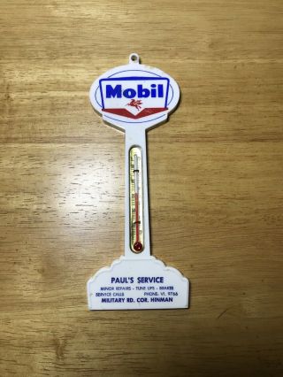 1950s Mobil Pegasus Gas Station Pole Sign Thermometer Paul 
