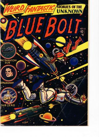 Blue Bolt 108 1950 Vg - Classic L.  B.  Cole Sci - Fi Cvr,  Wolverton Spacehawk