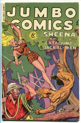 Jumbo Comics 134 Sheena Fiction House 1950 Fn,