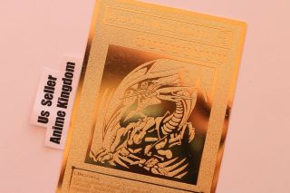 Usa Seller Anime Blue - Eyes White Dragon English Golden Metal Card Custom Made
