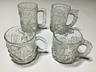 Vintage 1995 Mcdonalds Batman Forever Glass Mugs Cups Complete Set Giveaways