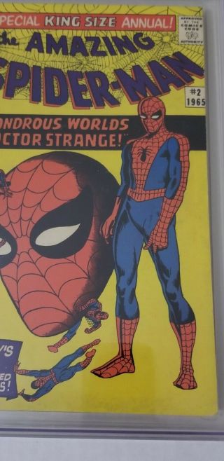 Spiderman Annual 2 CGC 5.  0 Dr.  Strange App.  1965 5