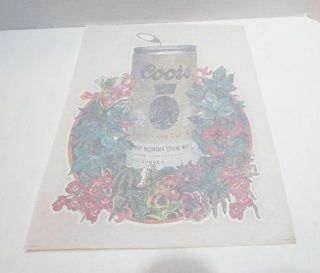 Coors Beer Can Surrounded By Flowers 1970s Vintage Iron On T - Shirt Heat Transfer