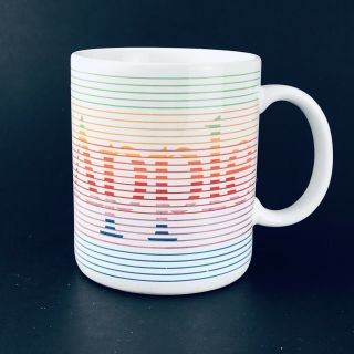 Vintage Apple Computer Coffee Cup Mug Striped Rainbow Papel Japan White