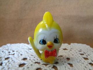 Vintage Japan - Little Yellow Bird With Red Bow Figurine