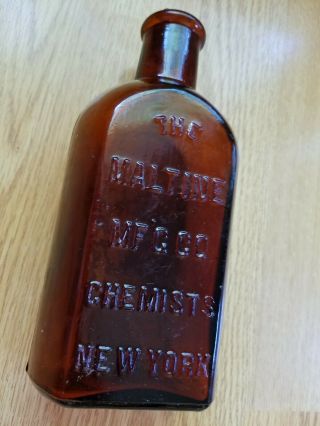 Antique Brown Bottle W/ Stopper The Maltine Mf 