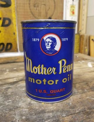Vintage Gas & Oil 1 Quart Mother Penn Motor Oil Coin Bank Can