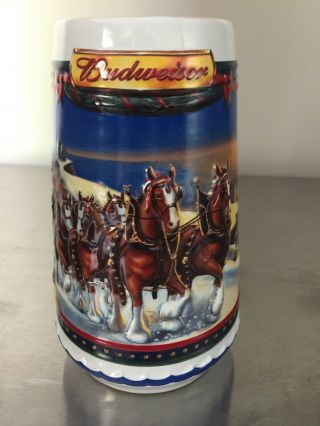 2002 Budweiser Holiday Stein Cs529gold Wholesaler Special Issue
