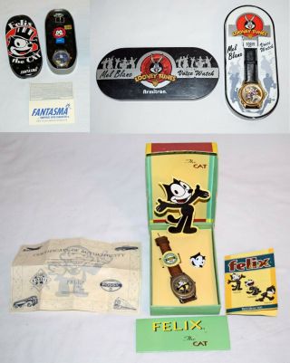 Three Comic Character Watches - Ltd.  Ed.  Felix The Cat & Bugs Bunny / Daffy Duck