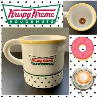 Krispy Kreme Doughnuts Coffee Mug Green Dots 3d Donut On Bottom Inside Cup 8 Oz