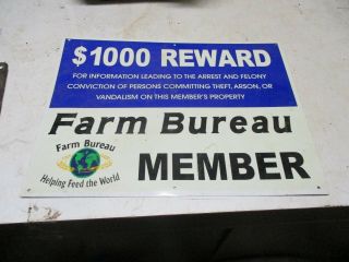 Old Metal Sign Farm Bureau $1,  000 Reward