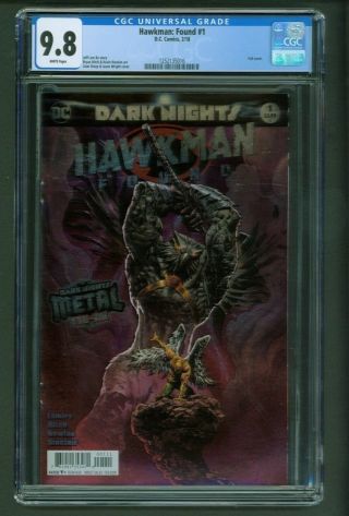 Dark Nights: Hawkman Found 1 Cgc 9.  8 1st Print Foil Cover Sharp Wright