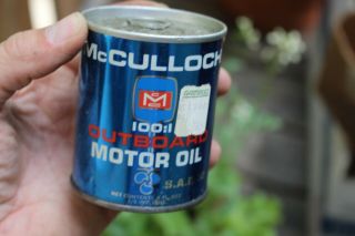 Vintage Mcculloch 100:1 Outboard Motor Oil Can S.  A.  E.  30 S16