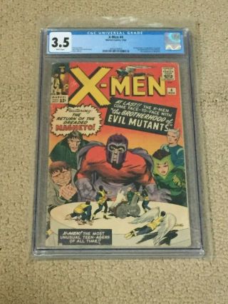 X - Men 4 Cgc 3.  5 Rare White Pages (2nd App Magneto,  1st App Qk - Silver & S - Witch)