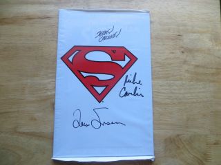 1993 Adv.  Superman 500 White Bag Signed 3x Jerry Ordway,  Carlin & Simonson Poa