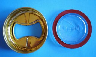 Vintage ONE (1) PRESTO GLASS TOP INSERT LID,  SEAL & BAND For Mason Canning Jar 2