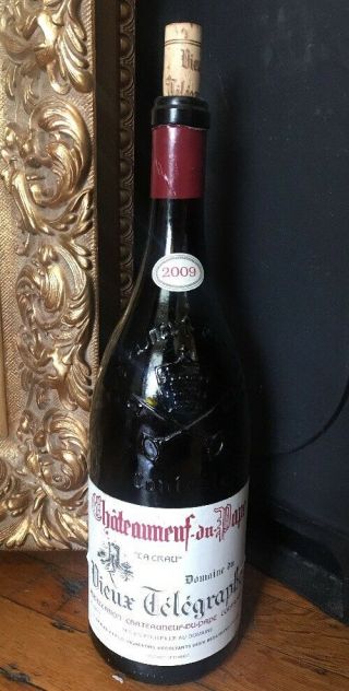 Chateauneuf - Du - Pape 2009 " La Crau " 1.  5 L Magnum Empty Bottle Vintage Wine Label