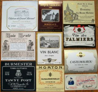 Vintage Wine & Liquor Bottle Labels 50 Different 1920s - 80s - Group 4 - Rum/cognac